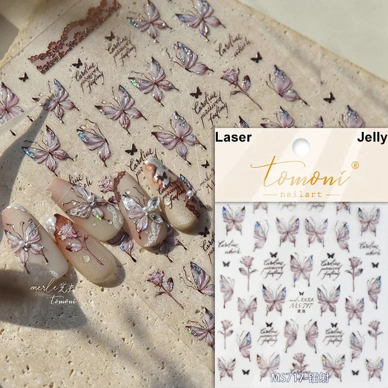 Dreamy Chic Butterfly Flower Bowknot Square Rhinestone Crystal 5D Self Adhesive Nail Art Stickers Fantasy Shiny Manicure Decals (ONLINE ORDER ONLY)