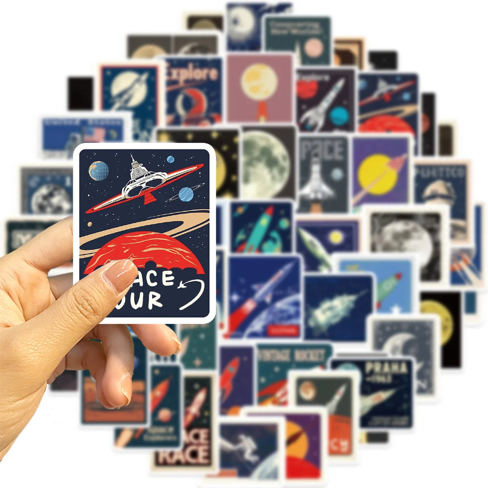 50PCS Space Travel Planner Stickers Aesthetic Motorcycle Phone Car Skateboard Laptop Sticker Decal Classic Toy (Online Order Only)