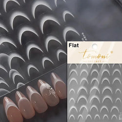 Chic Halo Dyeing Zebra Stripes Tender Black White Line Design Crescent Moon Arc Adhesive Nail Art Sticker Relief Manicure Decals (Online Order Only)