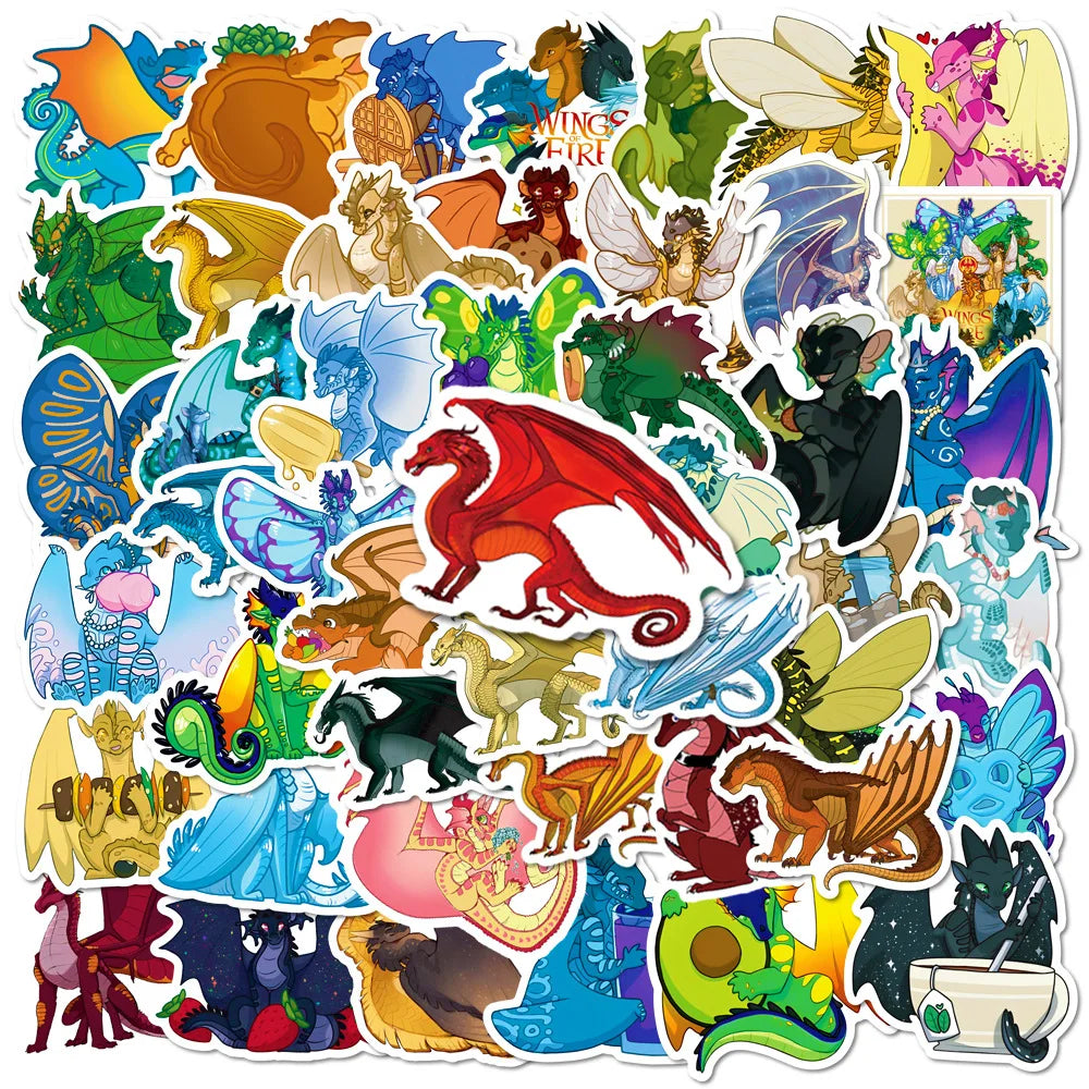50pcs Firewing Dragon Graffiti Stickers for Helmet, Wall, DIY Decoration (Online Order Only)