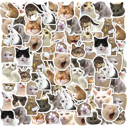 Etori Life 46 PCS Cartoon Cute Animal Society Mischievous Expression Cat Student DIY Stationery,Laptops Decoration Stickers (ONLINE ORDER ONLY)