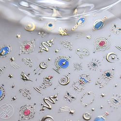 Metal Snake Flower Pattern Stars Eye Pot Moon Butterfly Story Retro Meteor Candle Hourglass Nail Art Sticker Manicure Tool Decal (ONLINE ORDER ONLY)