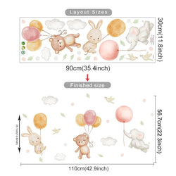 Bear Rabbit Balloon Cloud Nursery Wall Decals Removable Posters Kids Room Decor (ONLINE ORDER ONLY)