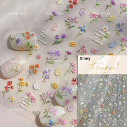 Dried Flower Butterfly Wildflowers Daisy Lily Moth Orchid Garden Self Adhesive Nail Art Stickers Chic Manicure Decals Wholesale (ONLINE ORDER ONLY)