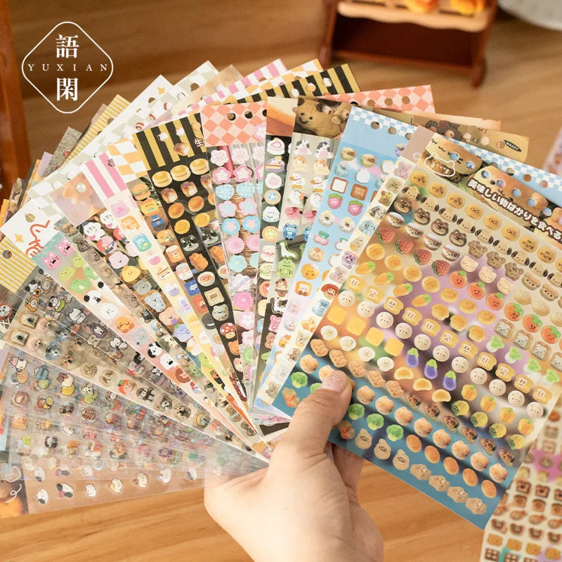 18 Sheets/piece Cute Mini Stickers Decorative Stickers Scrapbooking Laptop DIY Sticker Kids Toy Gift School Stationery (ONLINE ORDER ONLY)