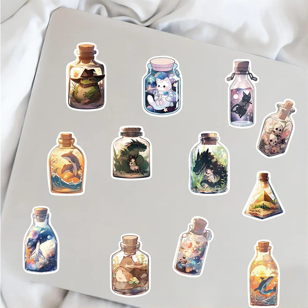 10/30/50PCS The Big World in a Bottle Aesthetic Animal Cute Stickers Cartoon Decals Toys Scrapbook Phone Laptop Car Sticker Gift (ONLINE ORDER ONLY)