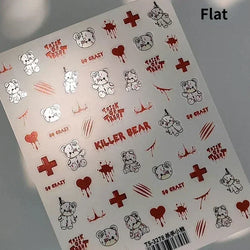 Gothic Dark Spider Butterfly Cross Flame Wings Halloween Horror Rose Flower Rabbit Pumpkin Bear Nail Art Stickers Manicure Decal (ONLINE ORDER ONLY)