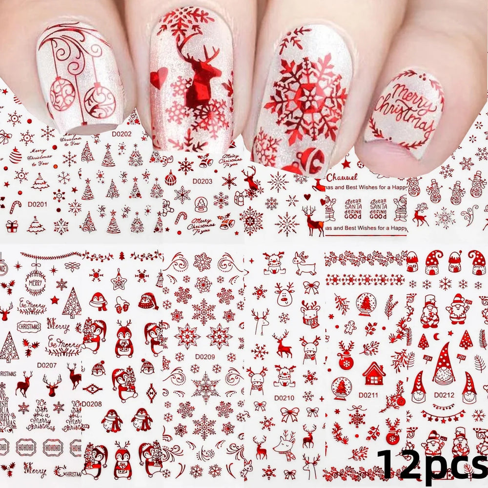 12PCS White Flowers Leaves 3D Nail Stickers Star/Moon/Sun Nail Art Decoration Decals Geometric Flower Stickers Nail Art Supplies (ONLINE ORDER ONLY)