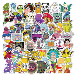 52PCS New Psychedelic Cartoon Graffiti Stickers Waterproof Scooter Laptop Luggage Stickers Wholesale (ONLINE ORDER ONLY)