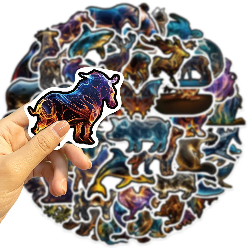 10/30/50PCS Cool Neon Style Animal Sticker PVC Waterproof Graffiti Sticker DIY Fridge Stationery Phone Notebook Car Decals Toys (ONLINE ORDER ONLY)