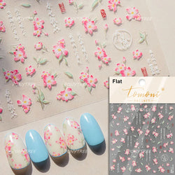 Spring Living Peach Blossom Flower Branch Petal Antique Soft Relief Adhesive Chinese Characters Nail Art Sticker Manicure Decals (ONLINE ORDER ONLY)