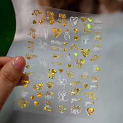 1pc Bohemian Valentine Nail Stickers 3D Self-Adhesive Fantasy Nail Art Glitter Sun, Heart, Lock, Star & Moon Designs Nail Decals (ONLINE ORDER ONLY)