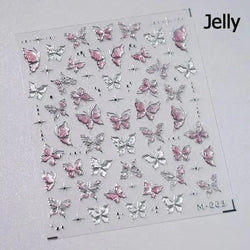 Delicate Tender Purple Butterfly Seal Pattern Insect Shiny Golden Stroke Nail Art Decoration Sticker Dressy Laser Manicure Decal (ONLINE ORDER ONLY)