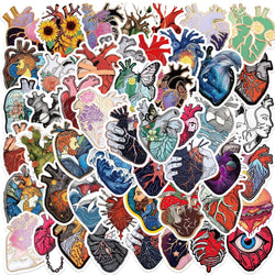 52Pcs Cartoon Art Heart Graffiti Sticker For Suitcase Skateboard Laptop Luggage Phone Styling DIY Decal Stickers (ONLINE ORDER ONLY)