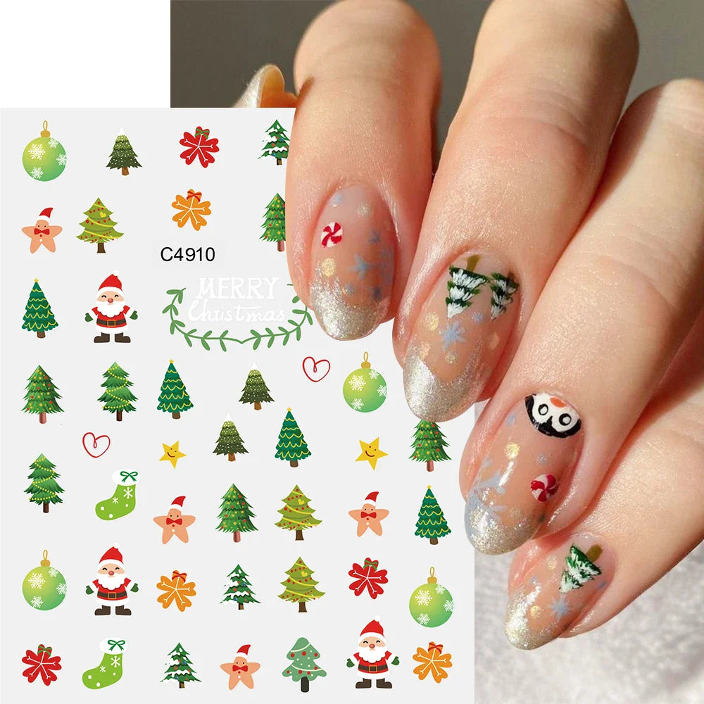 Merry Christmas Penguin Nail Art Sticker 3D Slider Deer Santa Claus Decal New Year Nail Decorations Sticker Manicure Accessories (ONLINE ORDER ONLY)