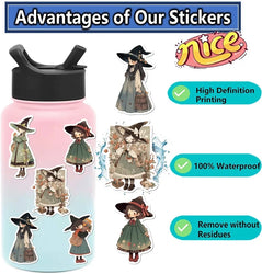 10/30/50PCS Cartoon Q Witch PVC Sticker Aesthetic Children's Korean Decoration Scrapbooking Stationery School Supplies for Kids (ONLINE ORDER ONLY)