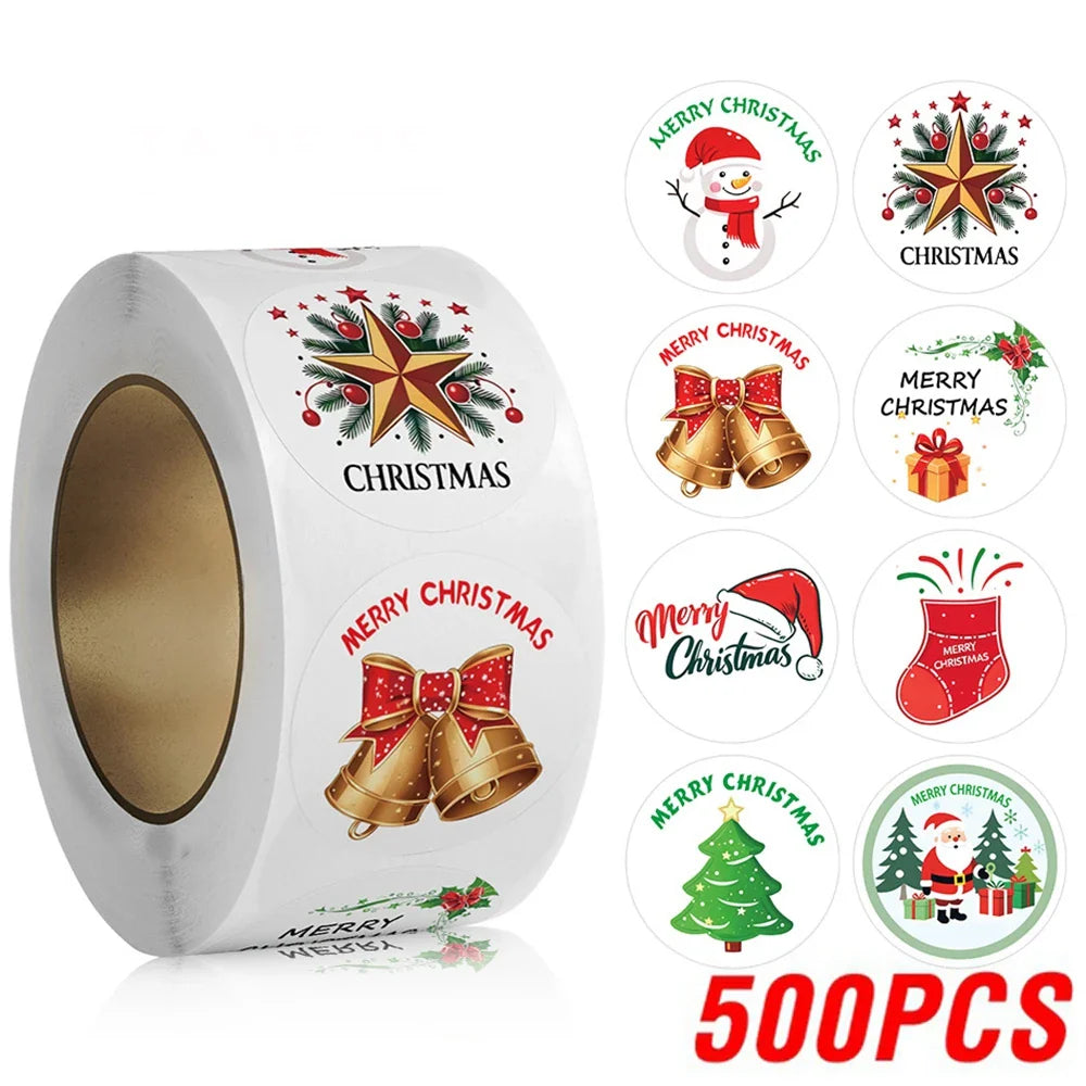 100-500pcs Merry Christmas Stickers 1Inch Round Christmas Seal Labels Stickers For Handmade Sticker Card Box Package Labels (Online Order Only)