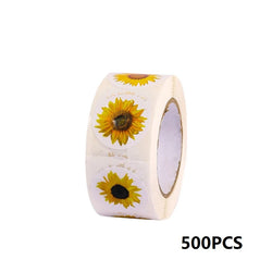 100-500PCS Sunflowers Stickers Packaging Stickers Roll Home Made Small Lables for Kids Pack Rolling Stickers Photocard Decor (ONLINE ORDER ONLY)