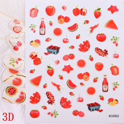 1Pc Summer Nail Art Sticker Lemon Nail Decal Nail Art Supplies Cute Fruit Strawberry Cherry Watermelon Avocado Lemon Nail Design (ONLINE ORDER ONLY)