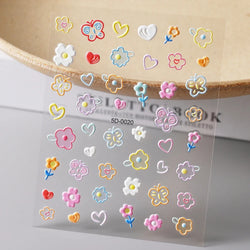 1 Sheet 5D Embossed Nail Art Stickers Graffiti Heart Flower Design Nail Art Decals Self-Adhesive DIY Manicure Nail Art Supplies* (ONLINE ORDER ONLY)