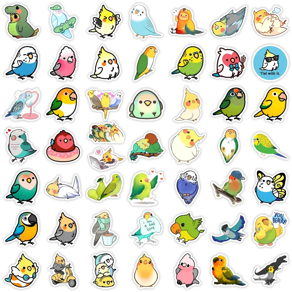 Kawaii Cute Cartoon Parrot Bird DIY Toy Gift Decal Decorative Graffiti Stickers for Phone Luggage Laptop Scrapbook Waterproof (ONLINE ORDER ONLY)