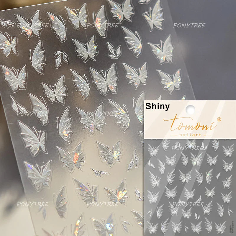 Lace Butterfly Hollow Out Fabric Romantic Flower Pattern Chic Adhesive Nail Art Sticker Rhinestone Manicure Decals Nail Supplies (ONLINE ORDER ONLY)