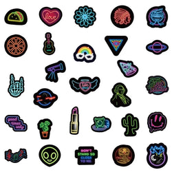 50 Pcs Funny Designer Bike Stickers Neon Decals Bicycle Frame Stickers Fashion Cycle Travel Accessories (ONLINE ORDER ONLY)