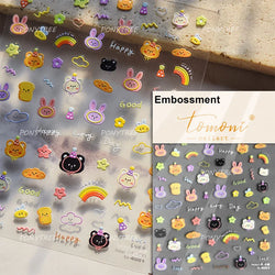 Rabbit Bunny Moon Flower Lantern Peach Blossom Star Bowknot Self Adhesive Nail Art Stickers Rhinestone Delicate Manicure Decals (ONLINE ORDER ONLY)