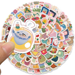 100pcs Cute Cartoon Colorful Flowers Animals Stickers Pack For Luggage Laptop Guitar Phone Waterproof Graffiti Bicycle Car Decal (ONLINE ORDER ONLY)