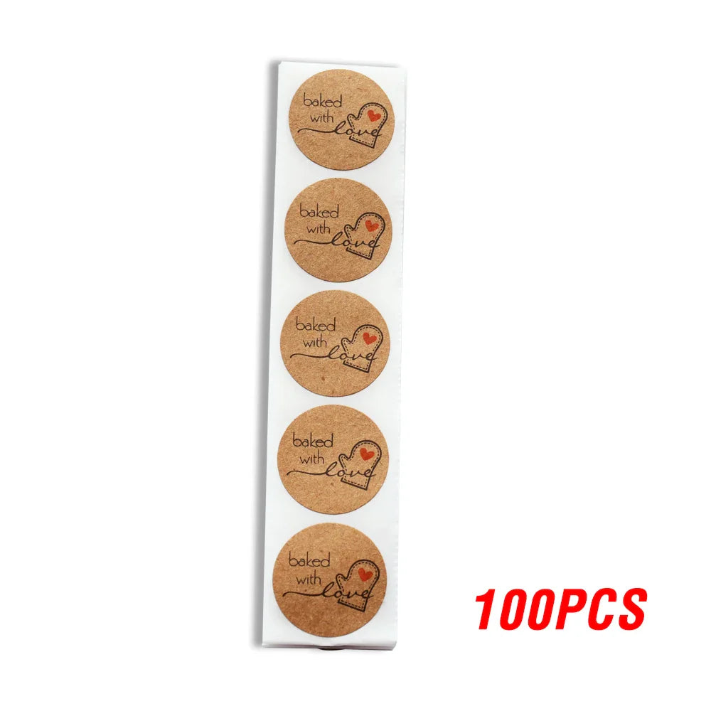 100-500pcs Round Natural Kraft Sticker Seal Labes Hand Made With Love Sticker Paper Scrapbooking Stationery Sticker (ONLINE ORDER ONLY)
