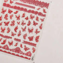 Lace Butterfly Hollow Out Fabric Romantic Flower Pattern Chic Adhesive Nail Art Sticker Rhinestone Manicure Decals Nail Supplies (ONLINE ORDER ONLY)