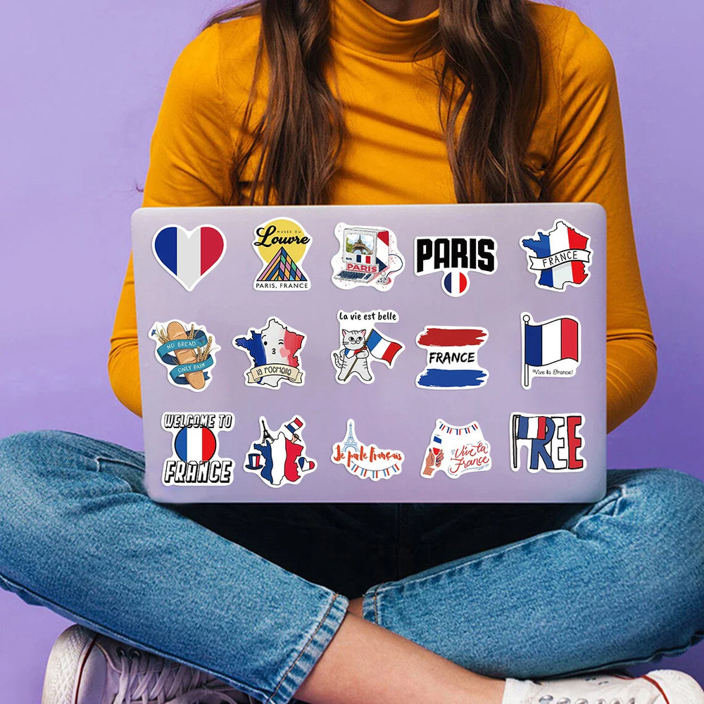 50PCS French Pop Style Stickers Aesthetic Phone Laptop Fridge Water Bottle DIY Waterproof Graffiti Cartoon Simple Sticker Pack (ONLINE ORDER ONLY)