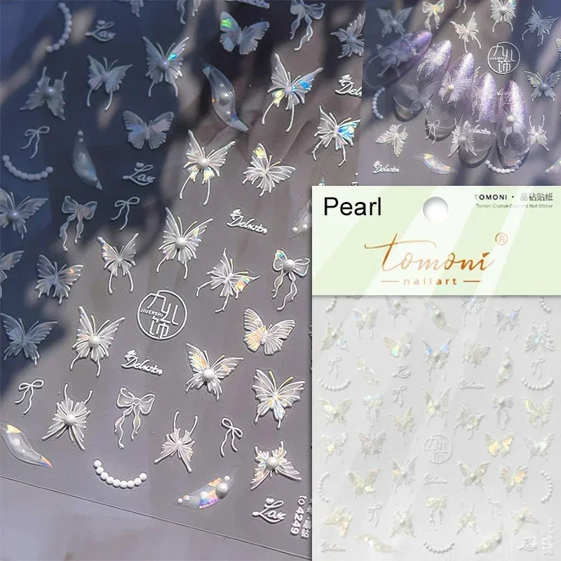 Dreamy Chic Butterfly Flower Bowknot Square Rhinestone Crystal 5D Self Adhesive Nail Art Stickers Fantasy Shiny Manicure Decals (ONLINE ORDER ONLY)