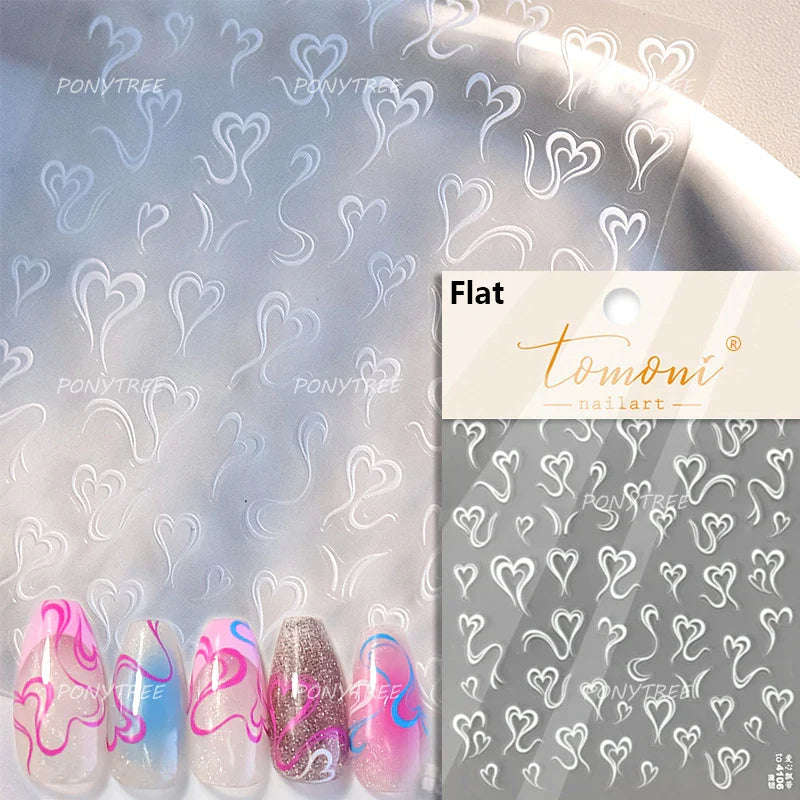 Line Love Heart Arc French Romantic Curve Punk Attitudinal Hollow Geometric Figure Adhesive Nail Art Stickers Manicure Decals (Online Order Only)