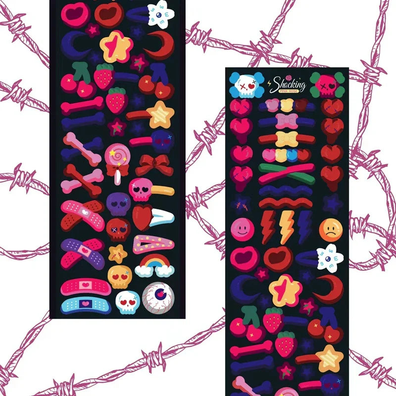 Korean Ins Dark Skull Love Key Chain Sticker Scrapbooking Photo Frame Handmade Stationery Decorative Kawaii Stickers Art Supply (ONLINE ORDER ONLY)