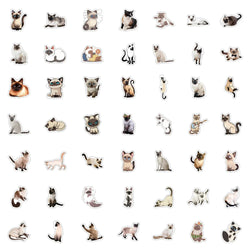 10/30/50pcs Cute Cartoon Siamese Cat Graffiti Stickers Decals Kids Toys Laptop Guitar Fridge Notebook Wall Waterproof Sticker (ONLINE ORDER ONLY)