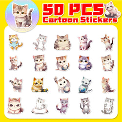 10/30/50pcs Cute Animal Cat Cartoon Stickers Kawaii Decals Laptop Scrapbook Phone Suitcase Stationery Sticker Kids Classic Toy (ONLINE ORDER ONLY)