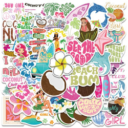 50PCS Coconut Girl Cute Cartoon Waterproof Stickers for Water Bottle, Skateboard, Phone, Suitcase, Party Decor (Online Order Only)