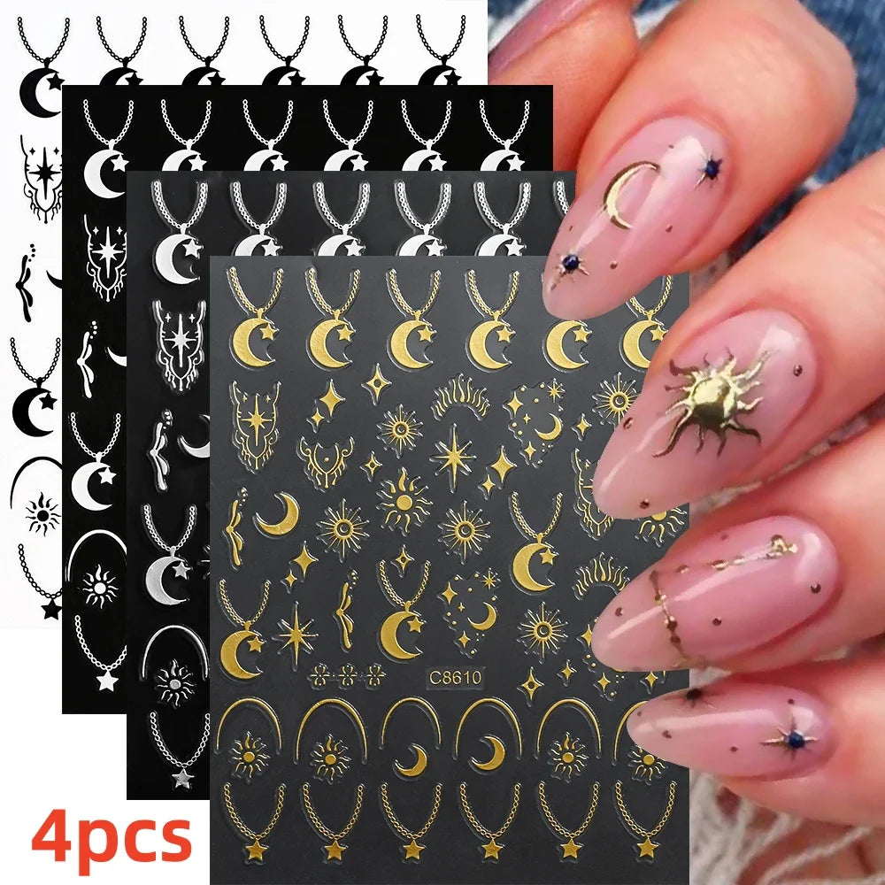 5/8Pcs 3D Hawaiian Flowers Nail Art Stickers Summer Decors with Tropical Leaves Slider Vibrant Pink & White Flowers for Parties* (ONLINE ORDER ONLY)