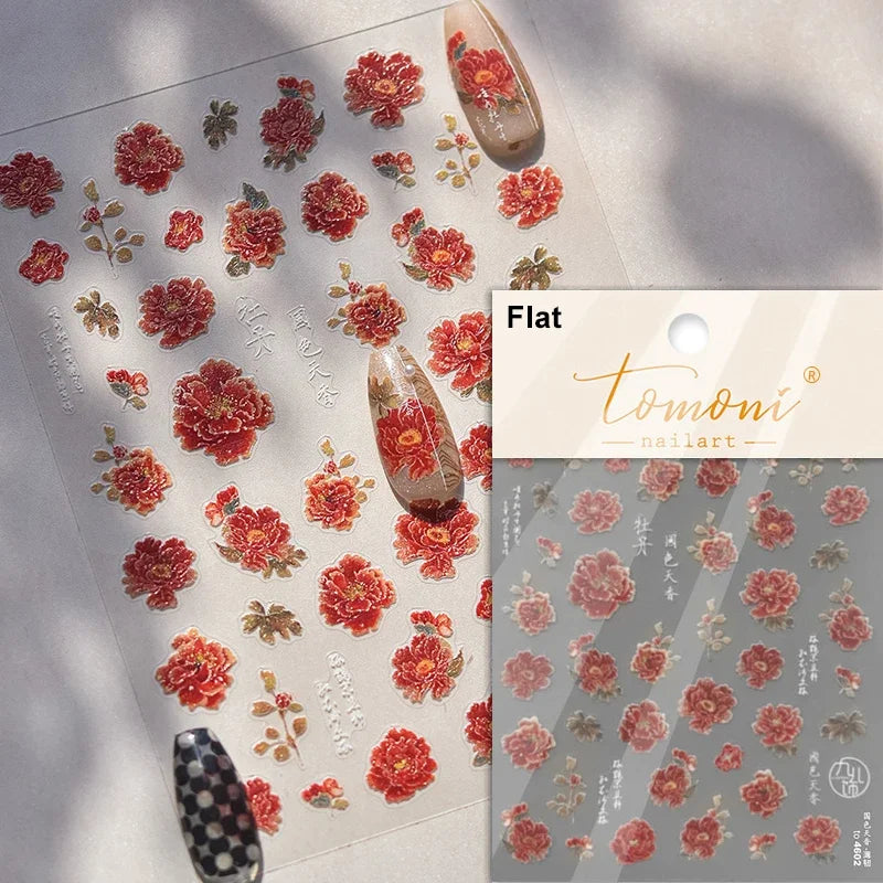 Romantic Candle Holder Lace Rambler Rose Pink Flower Bowknot Candlestick Ribbon Adhesive Nail Art Stickers Shiny Manicure Decals (ONLINE ORDER ONLY)