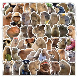 10/30/60PCS Cute Capybara Stickers Cartoon Toys Kids DIY Fridge Notebook Bike Laptop Notebook Car PVC Waterproof Graffiti Decals (Online Order Only)