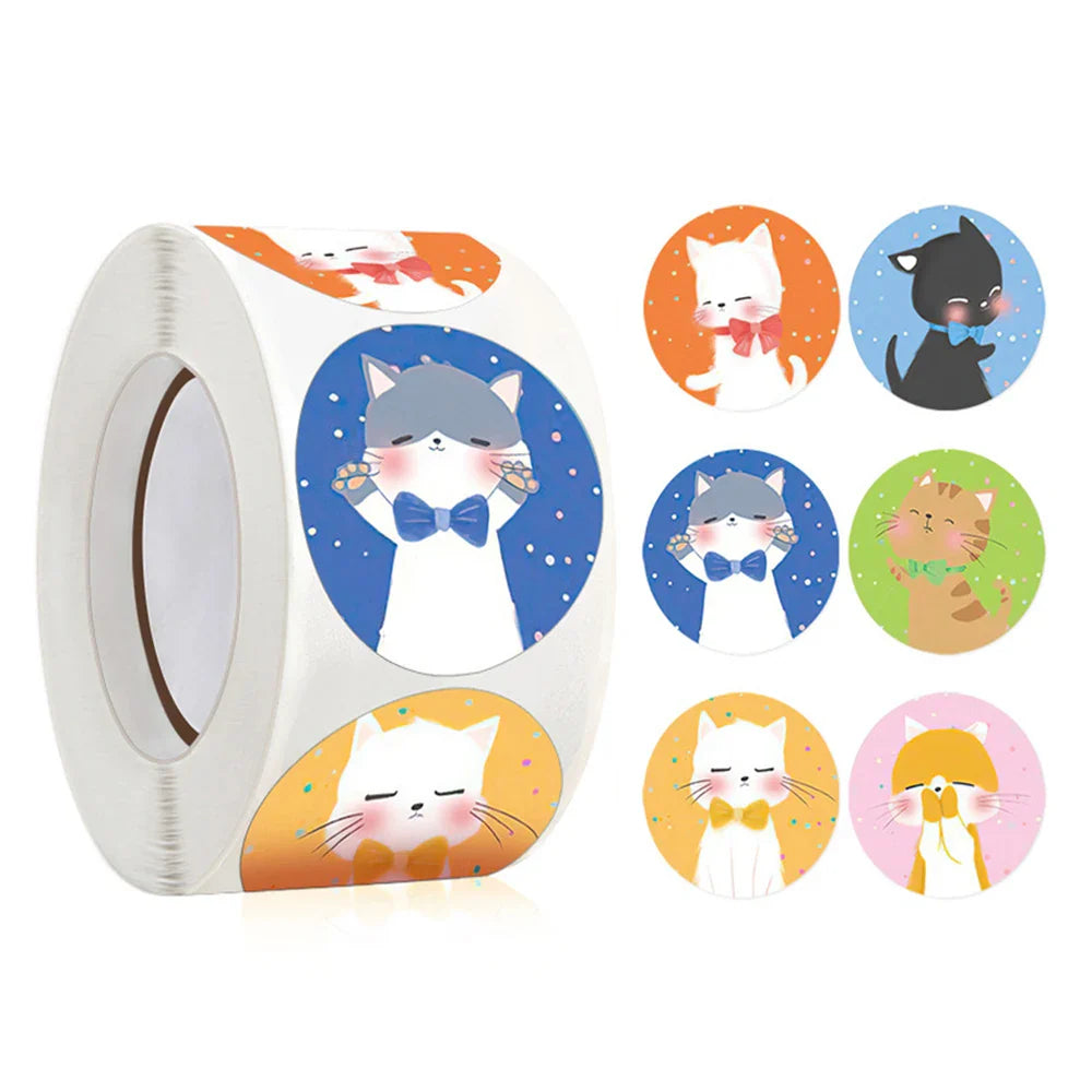 100-500pcs 1 inch Cat Sticker kids Reward Sticker Gift Decoration Label Teacher Encouragement Student Stationery Stickers (ONLINE ORDER ONLY)