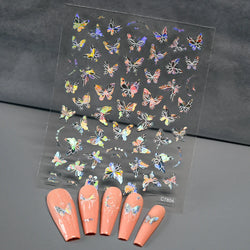 1pcs Butterfly Floral Nail Art Stickers Magic Shell Light Laser Black/White Nail Decoration Butterfly Slider Manicure Ornaments* (Online Order Only)