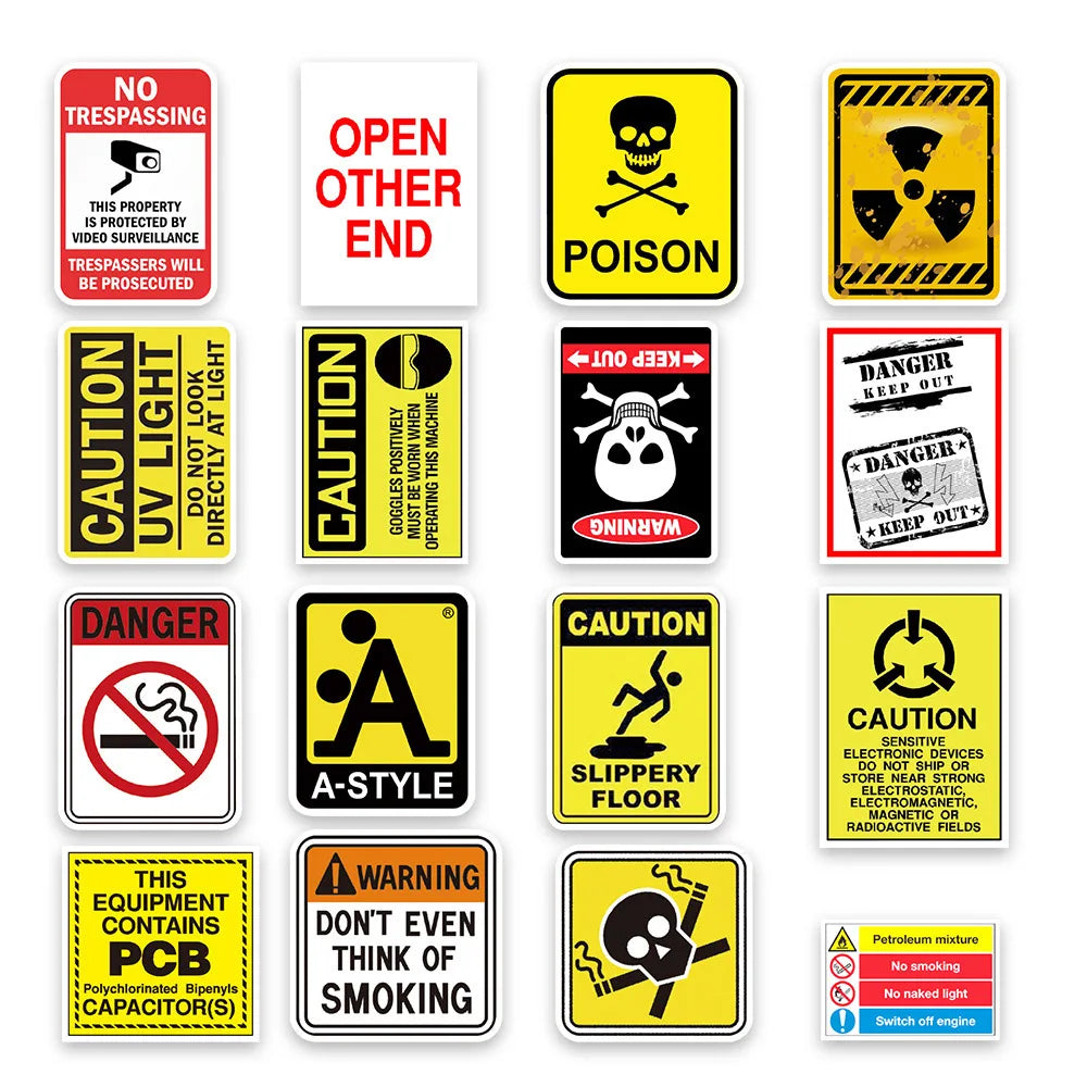 10/30/50pcs Warning Danger Sticker Packs (ONLINE ORDER ONLY)