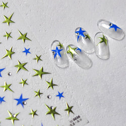 Colorful Rhinestone Laser Star Bronzing Gold Silver Pearl 5D Relief Self Adhesive Nail Art Decoration Sticker 3D Manicure Decals (ONLINE ORDER ONLY)