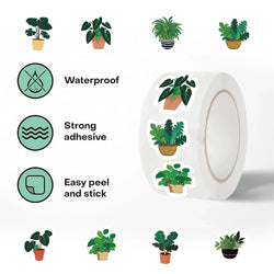 500 PCS/roll Cartoon Green Plants Stickers Cute Style For Laptop Car Hand Curtain Decoration Sealing Stickers (ONLINE ORDER ONLY)