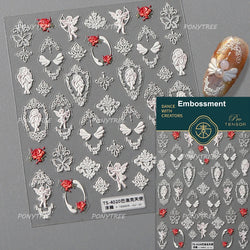 White Pink Baby Child Angel Wing Heart Bowknot Leaves Key Star Cupid's Arrow Archery Adhesive Nail Art Stickers Manicure Decals (ONLINE ORDER ONLY)