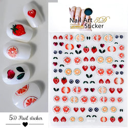 1Pc Summer Nail Art Sticker Lemon Nail Decal Nail Art Supplies Cute Fruit Strawberry Cherry Watermelon Avocado Lemon Nail Design (ONLINE ORDER ONLY)