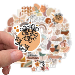 10/30/50PCS Kawaii Bohemian Flower Sticker Aesthetic PVC Decoration Scrapbooking Children's Stationery School Supplies for Kids (ONLINE ORDER ONLY)