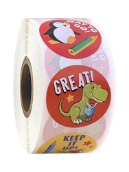 100-500pcs Reward Stickers Encouragement Sticker Roll For Kids Motivational Stickers With Cute Animals For Students Teachers (ONLINE ORDER ONLY)